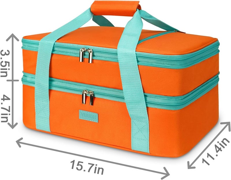 Vuudh Expandable Casserole Carrier Bag - Double Decker Food Bag, Insulated Casserole Carrier for Hot or Cold Food, Lasagna Holder Tote for Picnics,Beaches,Traveling or Gifts - Image 2